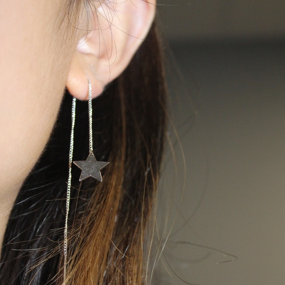 Thread Earrings Drop Long Women Simple, Small Gift